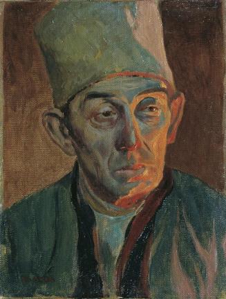Hubert Landa, Mann mit Pelzkappe, um 1920/1930, Öl auf Leinwand auf Karton, 33,5 x 25,5 cm, Bel ...
