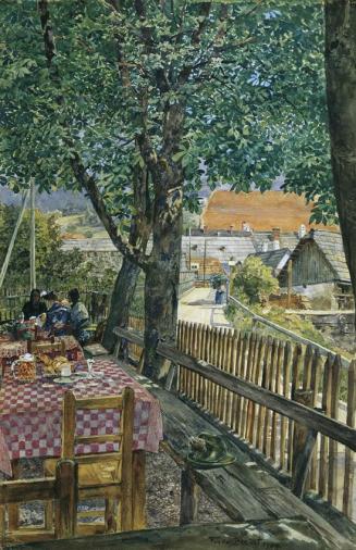Rudolf Bernt, Wirtshausgarten, 1904, Aquarell auf Papier auf Karton, 60 x 39 cm, Belvedere, Wie ...