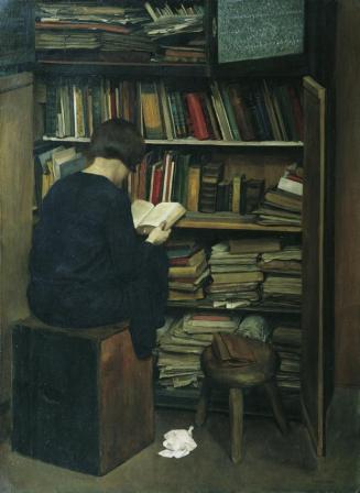 Friedrich Frotzel, Der alte Bücherkasten, 1929, Öl auf Leinwand, 79,5 x 58,5 cm, Belvedere, Wie ...
