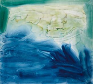 Herbert Brandl, Aquarell (blau / blaßgrün), 1999, Aquarell, 151 × 168 cm, Schenkung Sammlung Pl ...