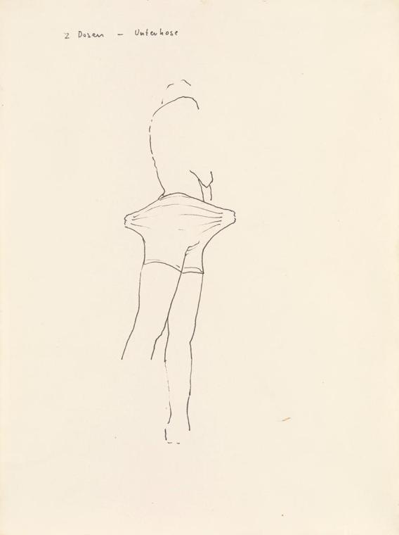 Erwin Wurm, 2 Dosen – Unterhose, 1998, Tusche auf Papier, 31 × 23 cm, Schenkung Sammlung Ploner ...
