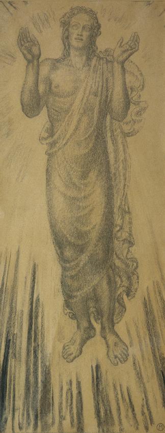Ödön (Edmund) Moiret, Auferstehung, 1935, Kohle auf Papier, 62 x 24 cm, Belvedere, Wien, Inv.-N ...