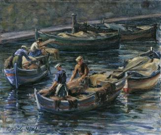 Sieghilde Pirlo-Hödl, Nach dem Fischfang, undatiert, Öl auf Leinwand, 45 x 54 cm, Belvedere, Wi ...