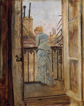 Anton Romako, Auf dem Balkon, 1878, Öl auf Holz, 24 x 20 cm, Belvedere, Wien, Inv.-Nr. 1424