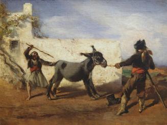 Anton Romako, Der störrische Esel, um 1856, Öl auf Leinwand, 26 x 34 cm, Belvedere, Wien, Inv.- ...