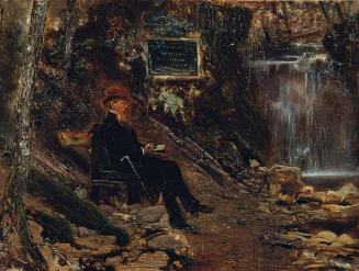 Anton Romako, Der Schriftsteller Hermann Rollett am Wasserfall, 1885, Öl auf Holz, 22 x 27 cm,  ...