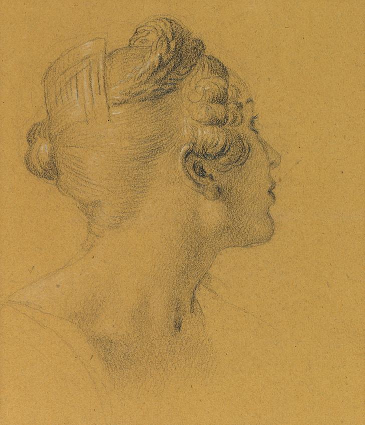Johann Peter Krafft, Weibliche Studie zu den Wandgemälden in der Hofburg, vor 1828, Bleistift,  ...