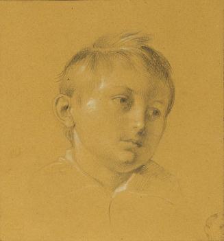 Johann Peter Krafft, Kopf eines Knaben, Bleistift auf Papier, weiß gehöht, 15,5 x 14,5 cm, Belv ...