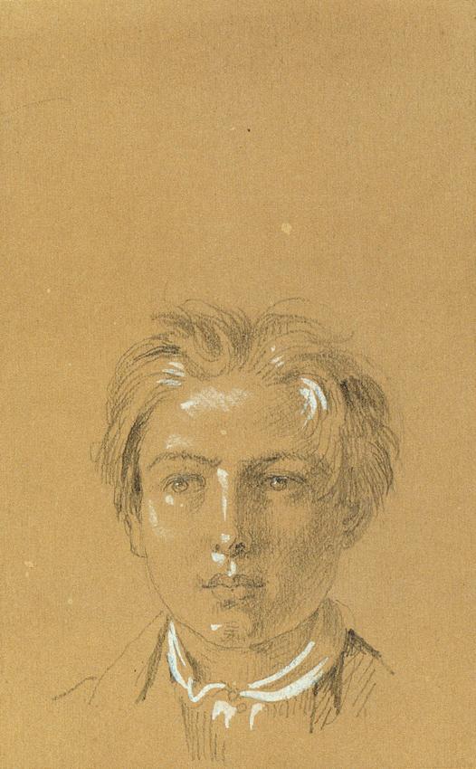 Johann Peter Krafft, Kopf eines Knaben, Bleistift, weiß gehöht, auf Papier, 10,2 × 6,2 cm, Belv ...