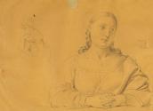 Johann Peter Krafft, Studie eines Mädchens, Bleistift auf Papier, weiß gehöht, 26 x 19,5 cm, Be ...