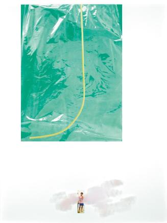Lisa Holzer, Ei passing under spaghetti, 2012, Pigmentdruck auf Baumwollpapier, Acryl auf Glas, ...