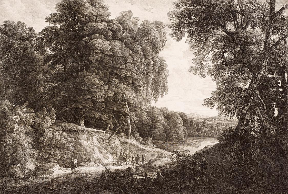 Friedrich Loos nach Jacques d´Arthois, Landschaft mit Reitern, 1820, Kupferstich, 39 x 49 cm, B ...