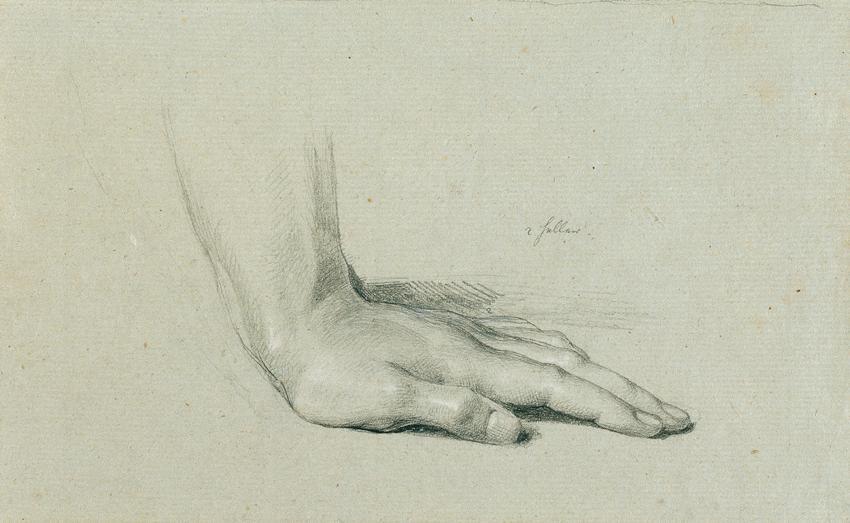 Johann Peter Krafft, Handstudie zu "Arindal und Daura", um 1820/1855, Bleistift auf Papier, 17  ...