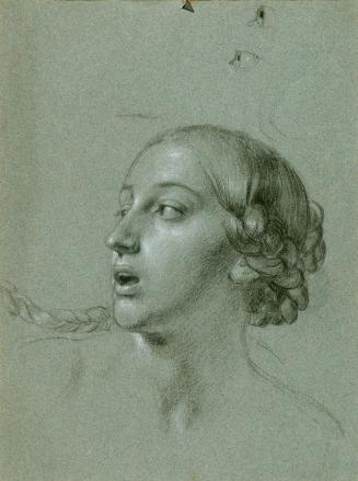 Johann Peter Krafft, Kopfstudie zu "Arindal und Daura", um 1820/1855, Kreide auf Papier, weiß g ...