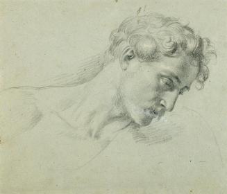 Johann Peter Krafft, Kopfstudie zu "Arindal und Daura", um 1820/1855, Kreide auf Papier, 24 x 2 ...