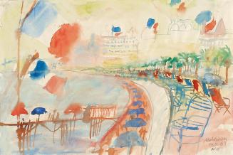 Kurt Moldovan, Nizza, Promenade des Anglais, 1963, Aquarell auf Papier, 32 × 48 cm, Belvedere,  ...