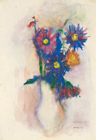 Gerhart Frankl, Blumen in weißem Krug, um 1932, Bleistift und Aquarell auf Papier, 55,5 × 38,7  ...