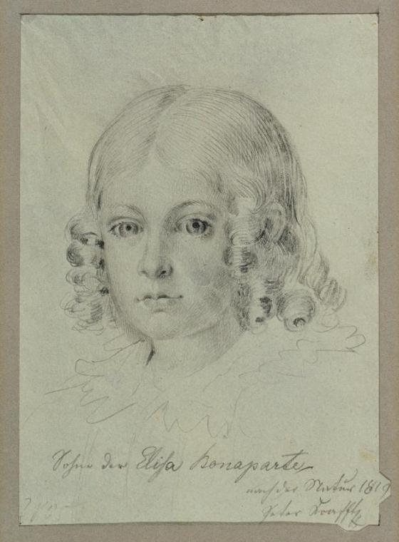 Johann Peter Krafft, Sohn der Elisa Bonaparte, 1819, Bleistift auf Papier, 17,5 x 12,2 cm, Belv ...