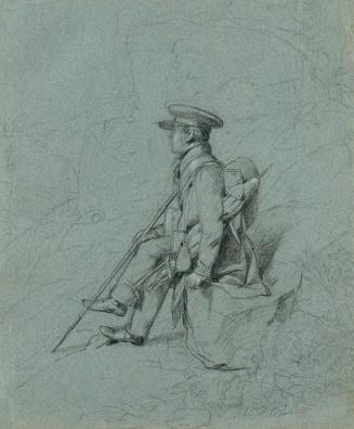 Johann Peter Krafft, Studie eines rastenden Malers, Kohle auf Papier, 26 x 21,5 cm, Belvedere,  ...