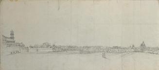 Johann Peter Krafft, Blick über die südlichen Vorstädte von Wien, Bleistift auf Papier, 32 x 73 ...