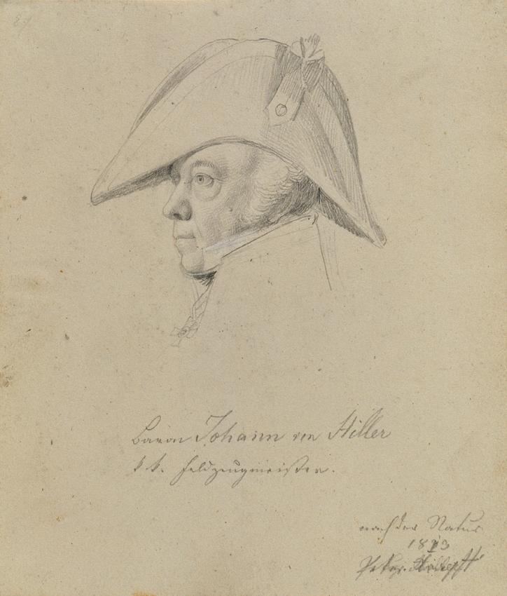 Johann Peter Krafft, Studie zu "Erzherzog Karl mit seinem Stab in der Schlacht bei Aspern" (Bar ...