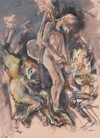 Gerhart Frankl, Die Erhängung des Judas II, 1963, Kohle, Pastell und Gouache auf Papier, 63,5 × ...