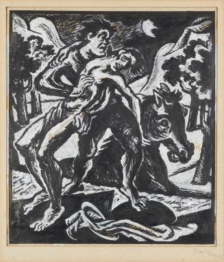 Jan Bauch, Entführung, 1922, Tusche, Deckweiß auf Papier, 32,5 × 29 cm, Dauerleihgabe Sammlung  ...