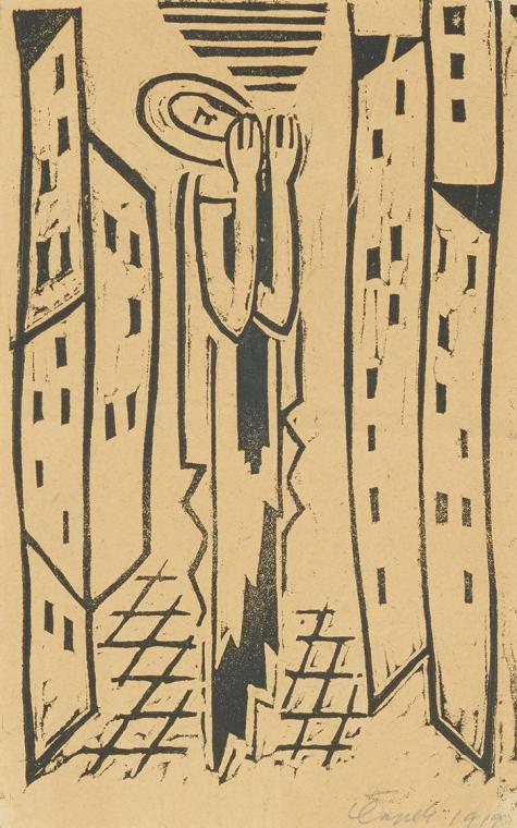 Josef Čapek, Trauer, 1919, Druck, 22,3 × 13,7 cm, Dauerleihgabe Sammlung Rotter, Belvedere, Wie ...