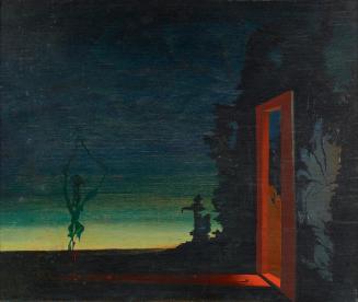 Josef Istler, Szene, 1940/1949, Öl auf Holz, 37,5 × 41 cm, Dauerleihgabe Sammlung Rotter, Belve ...