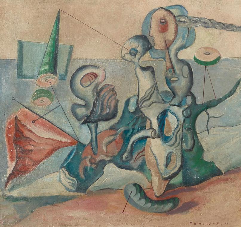 František Janoušek, Surreale Komposition, 1933, Öl, 63 × 68,5 cm, Dauerleihgabe Sammlung Rotter ...