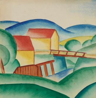 Karel Teige, Landschaft, 1919, Aquarell auf Papier, 22,5 × 22 cm, Dauerleihgabe Sammlung Rotter ...