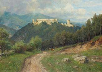 Hugo Darnaut, Die Ruine Starhemberg im Piestingtal, um 1906, Öl auf Leinwand, 65 x 89,5 cm, Bel ...