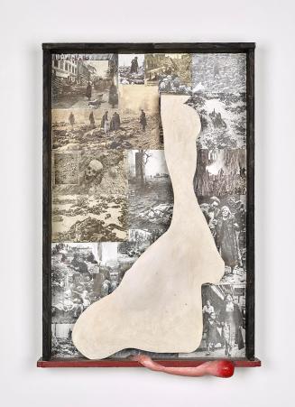 Kurt Hüpfner, Klumpfuss Gottes, 1966, Fichtenholz, Acryl, Collage, Sperrholz, 87 × 58 × 16 cm,  ...