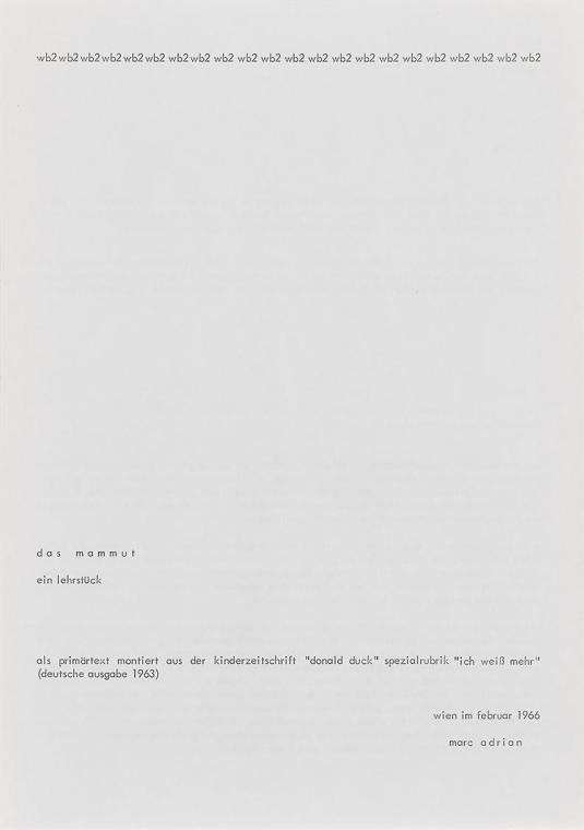Marc Adrian, das mammut. ein lehrstück, 1966, Druck, 30 × 21 cm, Belvedere, Wien, Inv.-Nr. 1126 ...