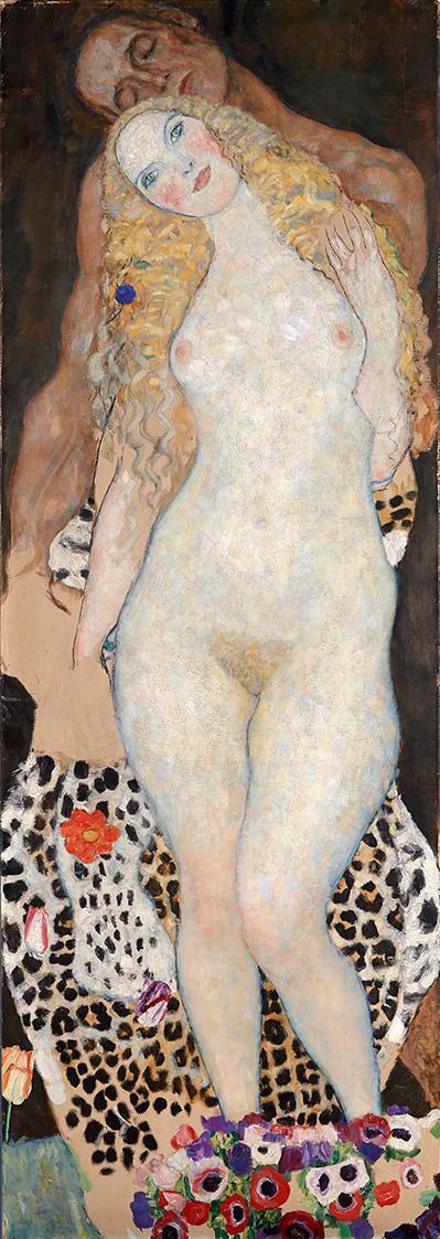Gustav Klimt, Adam und Eva, 1916-1918, Öl auf Leinwand (unvollendet), 173 × 60 cm, Belvedere, W ...