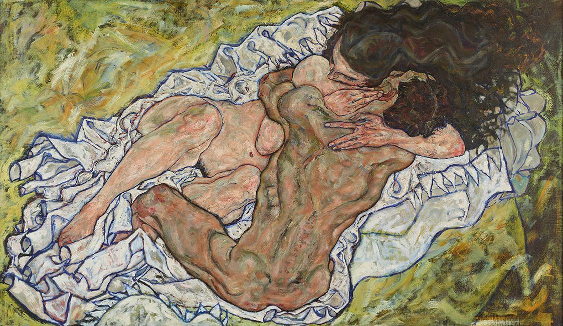 Egon Schiele, Die Umarmung, 1917, Öl auf Leinwand, 100 × 170 cm, Belvedere, Wien, Inv.-Nr. 4438