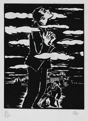 Frans Masereel, Griff nach den Sternen (aus der Folge "Expiations", Paris), 1933, Holzschnitt,  ...