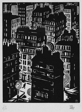 Frans Masereel, Großstadt (aus der Folge "Expiations", Paris), 1933, Holzschnitt, Plattenmaße:  ...