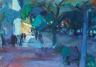 Fred Hartig, Straße bei Nacht, undatiert, Öl auf Leinwand, 68 x 94 cm, Artothek des Bundes, Dau ...