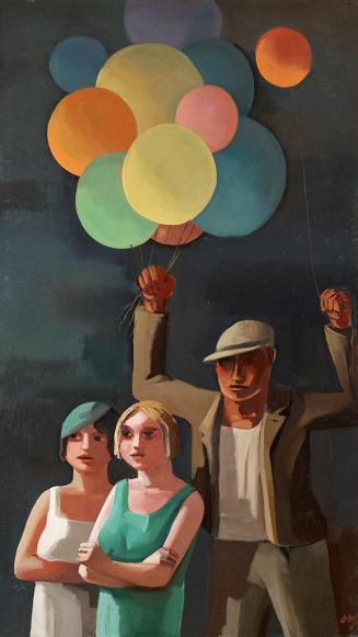 Otto Rudolf Schatz, Ballonverkäufer (1. Teil eines Triptychons), 1931, Öl auf Leinwand, 190 × 1 ...