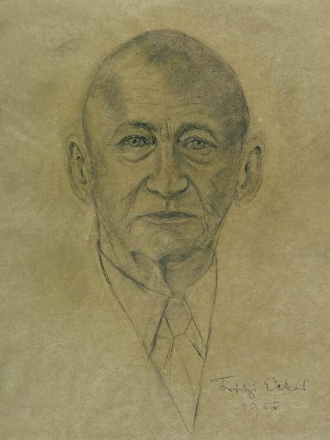 Fritzi Ecker-Houdek, Herrenbildnis, 1955, Bleistift, Kohle auf Papier, 50 x 45 cm, Belvedere, W ...