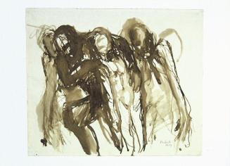 Florentina Pakosta, Flucht, 1959, Bister, laviert, 42 x 50 cm, Belvedere, Wien, Inv.-Nr. 8848