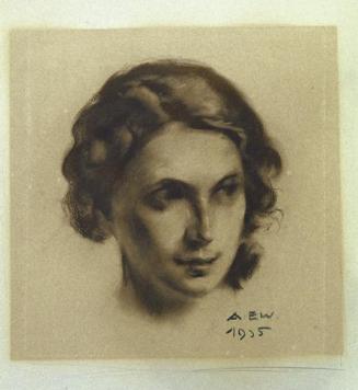 August Eduard Wenzel, Mädchen en face, 1935, Bister auf Papier, 46 x 44 cm, Belvedere, Wien, In ...