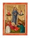Niederösterreichischer Maler (?), Verklärung Christi, 4. Viertel 15. Jahrhundert, Malerei auf N ...