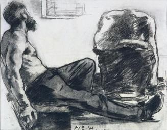 August Eduard Wenzel, Im Kerker, 1933, Kohle auf Papier, 36 x 48 cm, Belvedere, Wien, Inv.-Nr.  ...