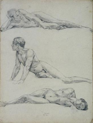 August Eduard Wenzel, Akte dreier liegender Männer, 1923, Bleistift auf Papier, 40 x 30 cm, Bel ...