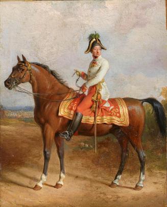 Johann Peter Krafft, Erzherzog Carl zu Pferd, 1840/1850, Öl auf Papier auf Leinwand, 22 x 18 cm ...