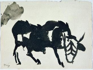 Gustav Hessing, Stier, Wasserfarbe auf Papier, 23,5 x 31,5 cm, Belvedere, Wien, Inv.-Nr. 8888
