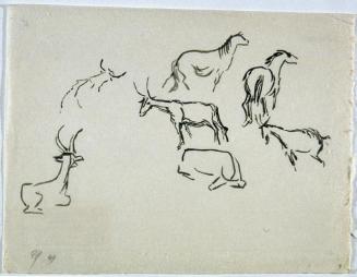Gustav Hessing, Komposition mit Pferden, 1944, Deckfarben auf Papier, 25 x 33,5 cm, Belvedere,  ...