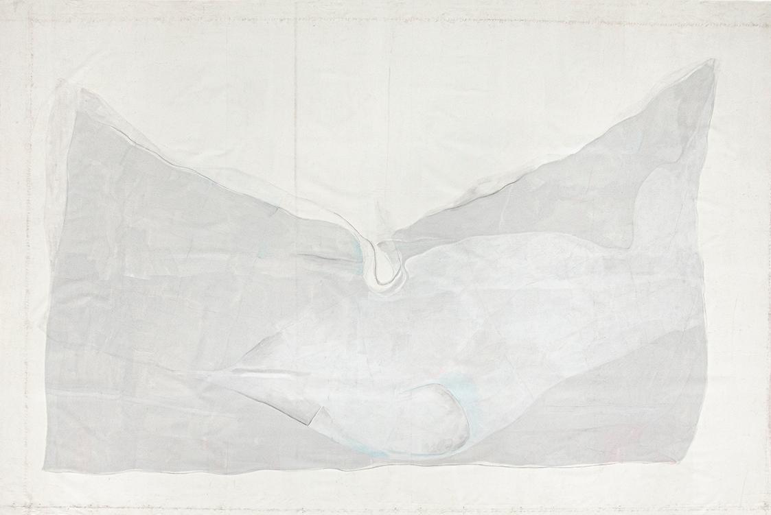 Oswald Oberhuber, Ohne Titel (Tuch II), 1972, Mischtechnik auf Leinwand, 634 x 433 cm, Dauerlei ...